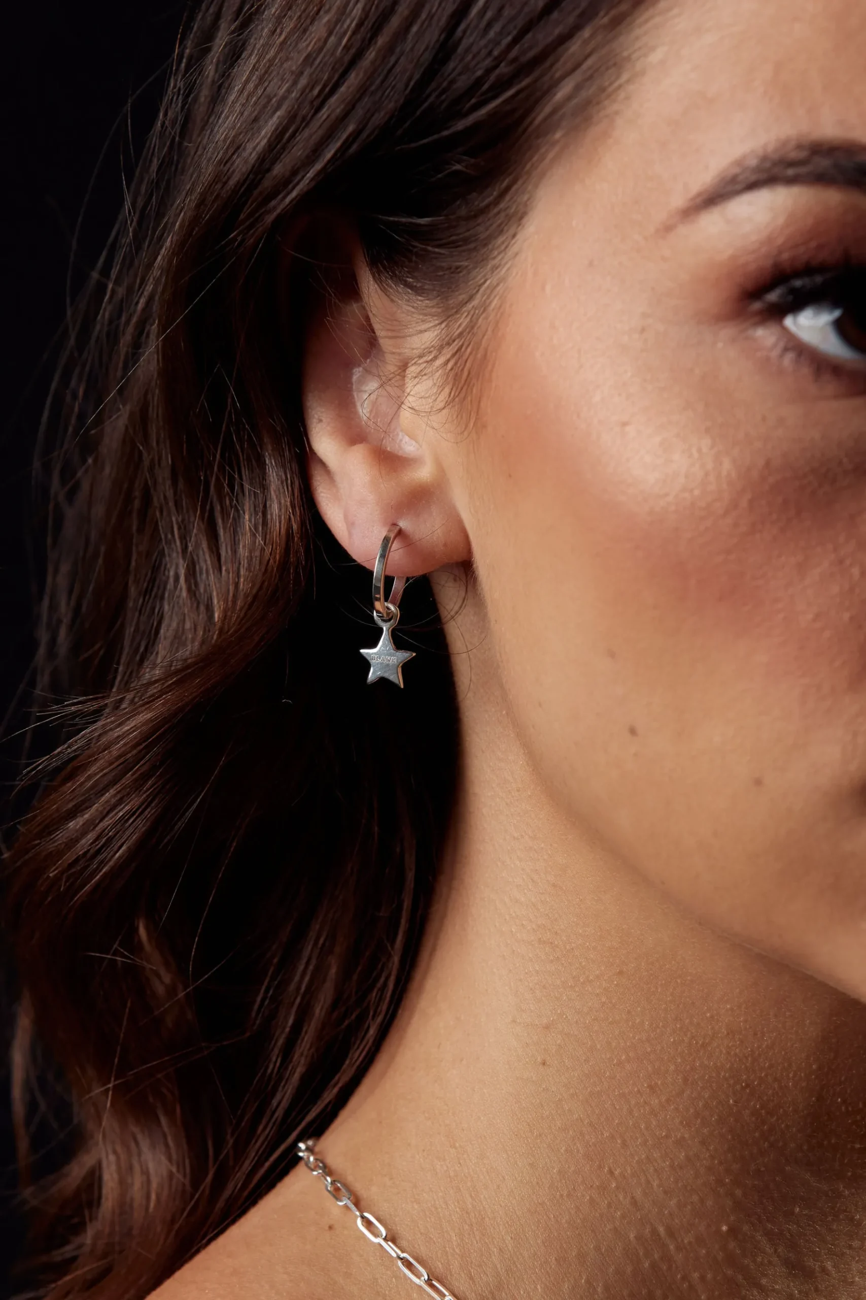 star_hoop_earrings_2.webp 925 Sterling Silver | Jewellery-BLANK SPACE. STAR HOOP EARRINGS