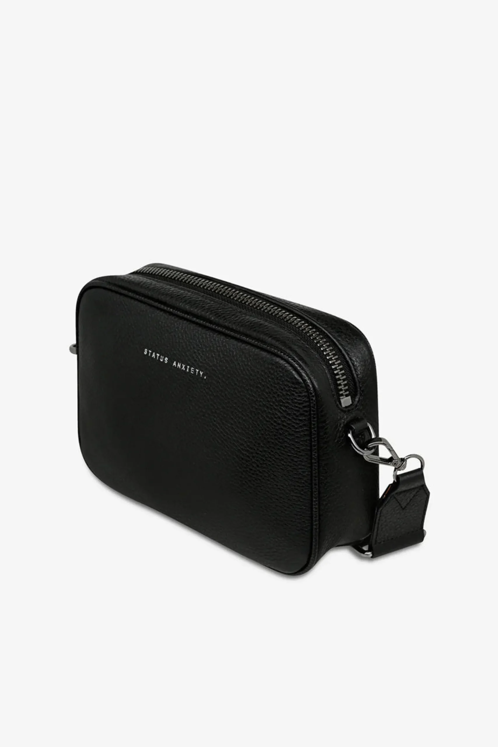 status_anxiety_plunder_wi_3-4.webp Bags & Wallets-STATUS ANXIETY. PLUNDER WITH WEBBED STRAP BLACK
