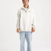 Sweaters & Knitwear-THING THING 1/4 ZIP UP CREW UNBLEACHED MARLE