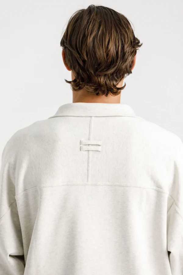 Sweaters & Knitwear-THING THING 1/4 ZIP UP CREW UNBLEACHED MARLE