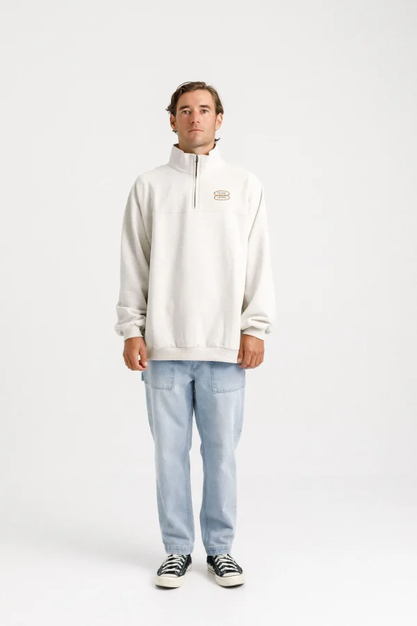 Sweaters & Knitwear-THING THING 1/4 ZIP UP CREW UNBLEACHED MARLE