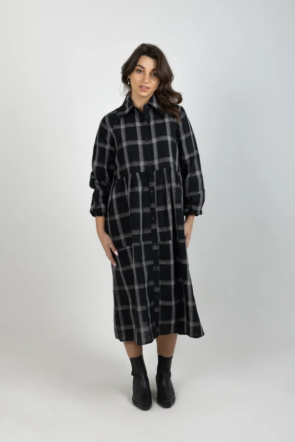 Dresses-THING THING ALEAH DRESS BLACK PLAID