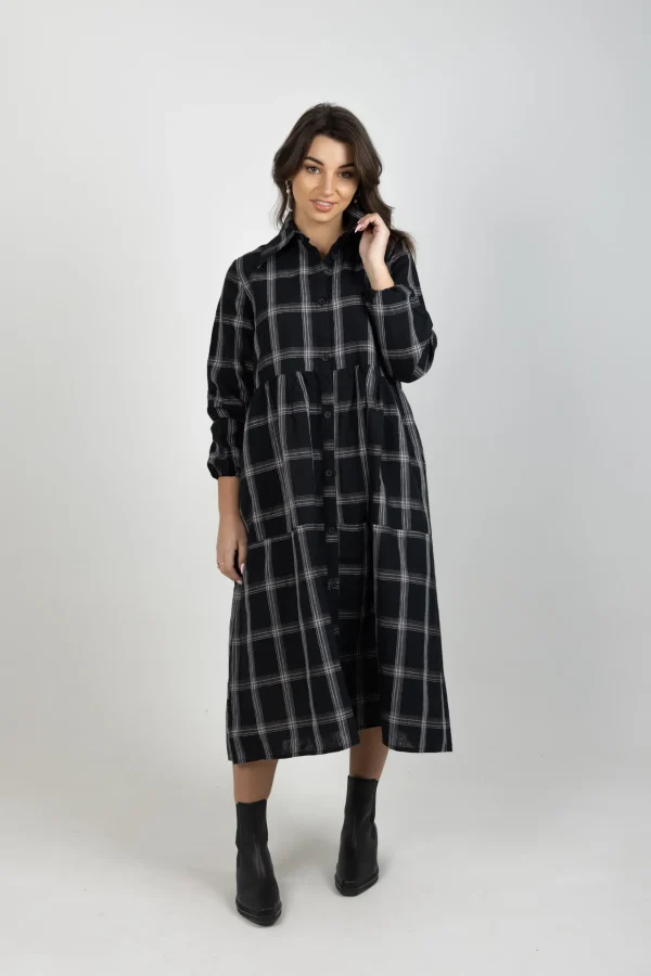 Dresses-THING THING ALEAH DRESS BLACK PLAID