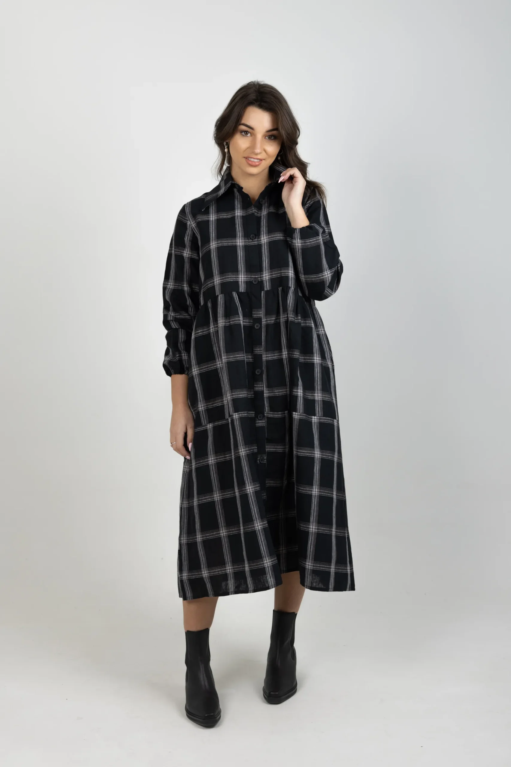 thing_thing_aleah_dress_b_2.webp Dresses-THING THING ALEAH DRESS BLACK PLAID