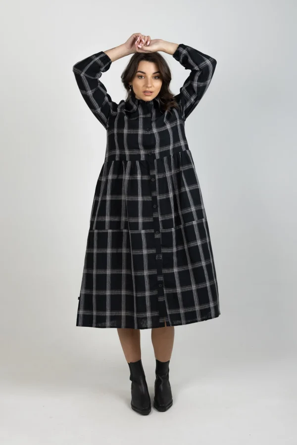 Dresses-THING THING ALEAH DRESS BLACK PLAID