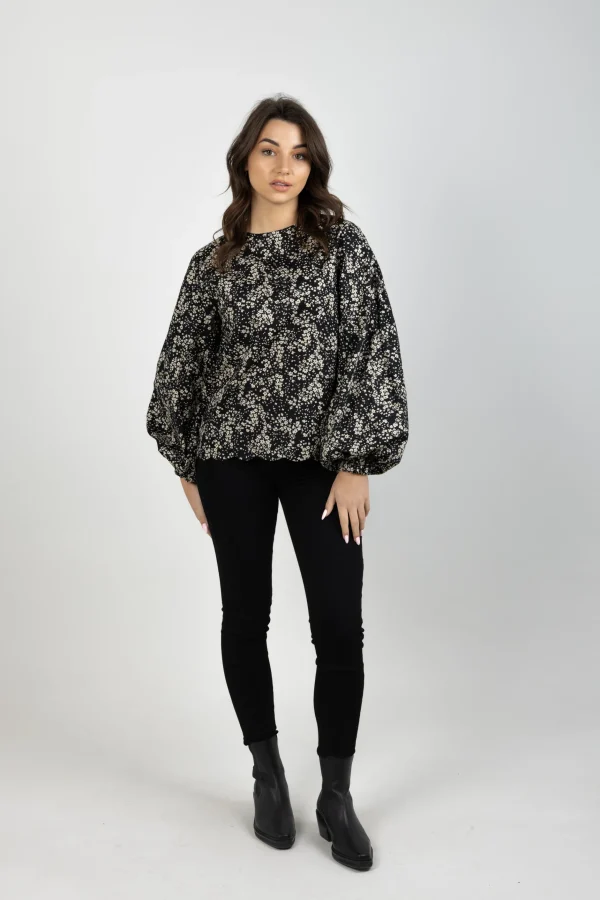 Shirts & Tops-THING THING BILLOW TOP DARK DITSY