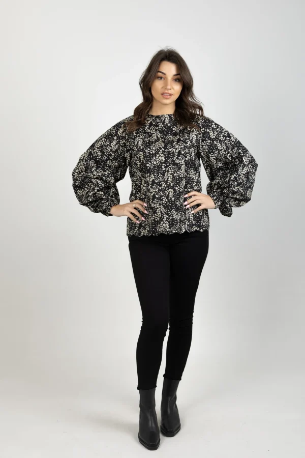 Shirts & Tops-THING THING BILLOW TOP DARK DITSY
