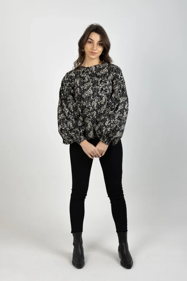 Shirts & Tops-THING THING BILLOW TOP DARK DITSY