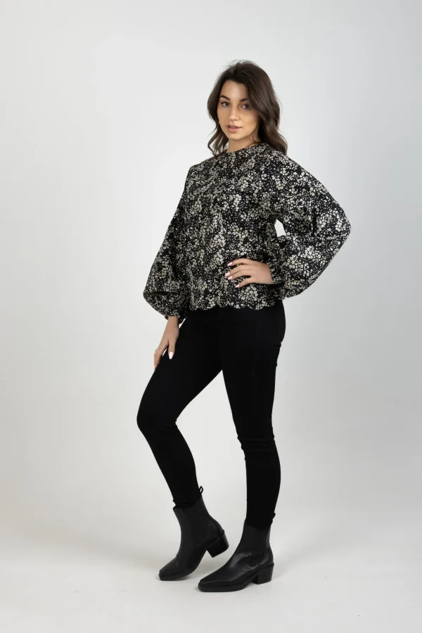 Shirts & Tops-THING THING BILLOW TOP DARK DITSY