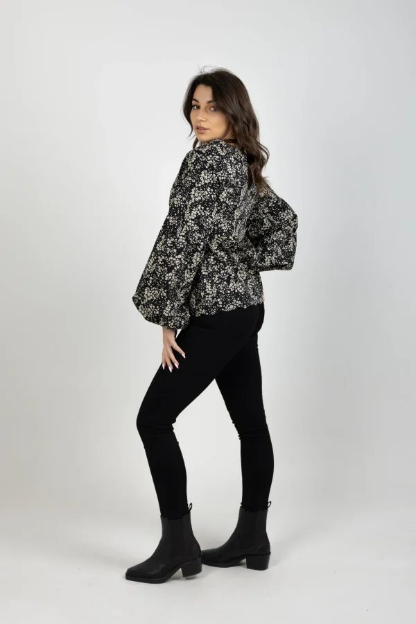 Shirts & Tops-THING THING BILLOW TOP DARK DITSY