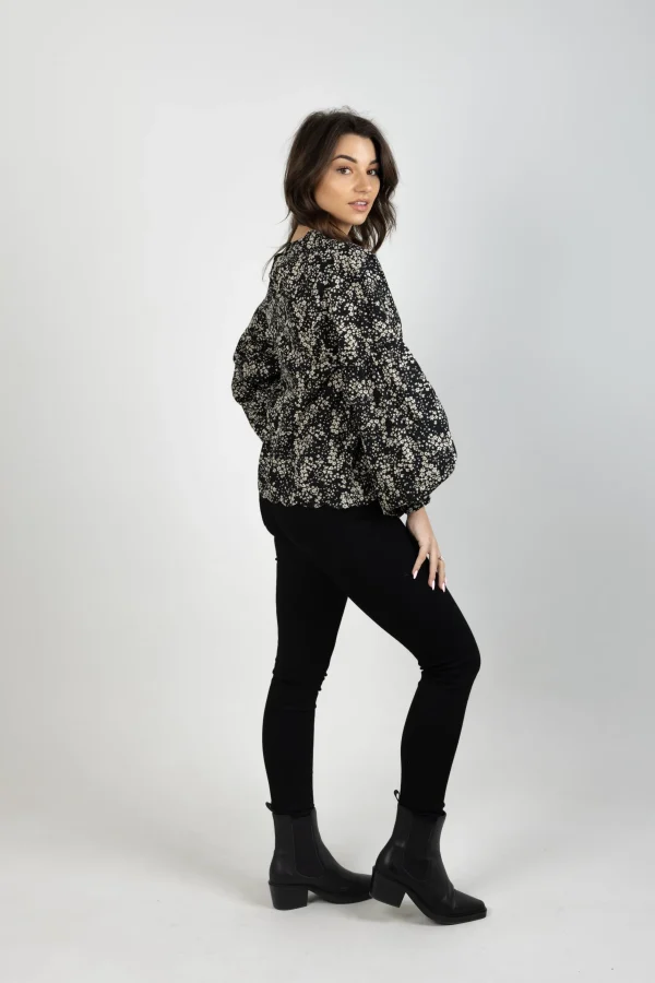 Shirts & Tops-THING THING BILLOW TOP DARK DITSY