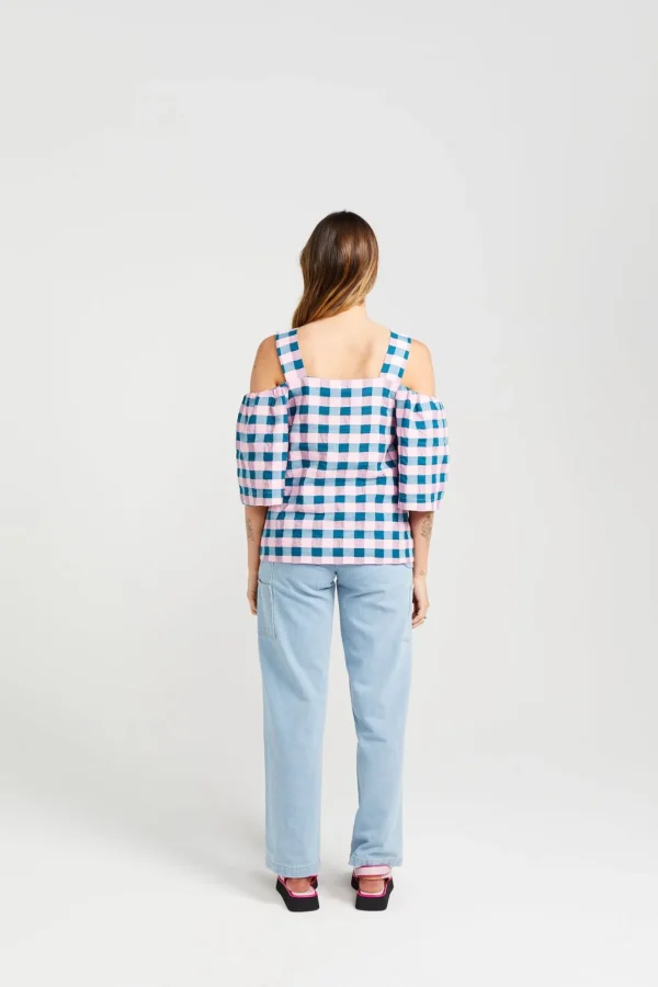 Shirts & Tops-THING THING CUT AWAY TOP TEAL CANDY