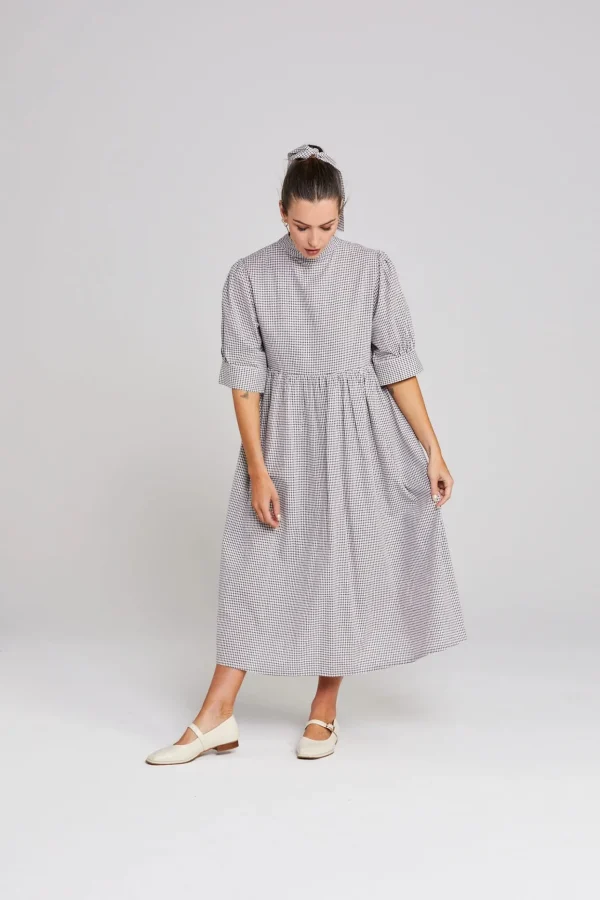Dresses-THING THING NIGHTFALL DRESS MIDNIGHT CHECKERS