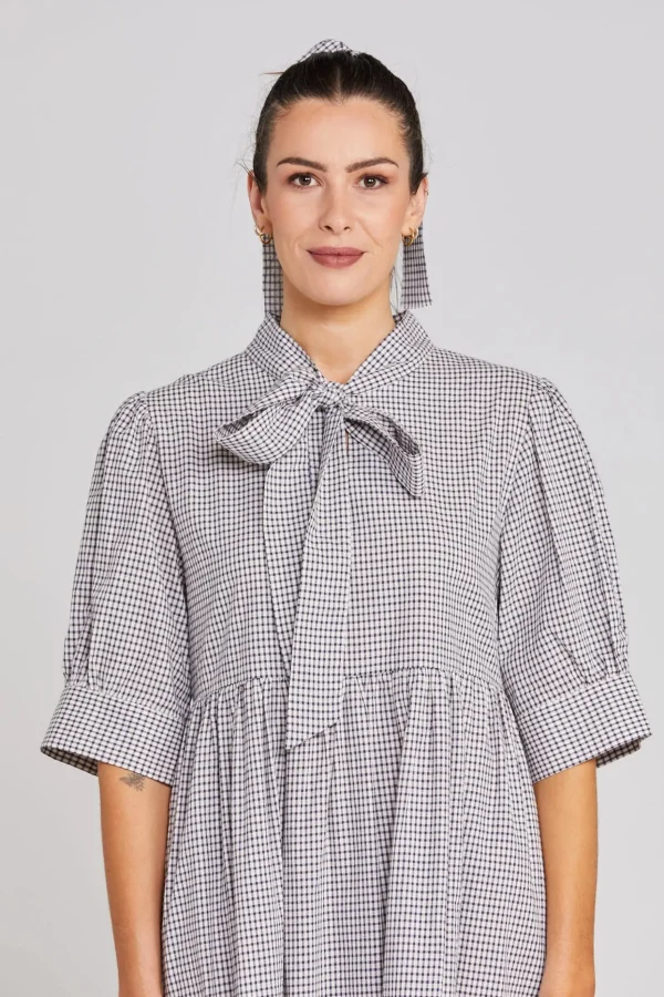 Dresses-THING THING NIGHTFALL DRESS MIDNIGHT CHECKERS