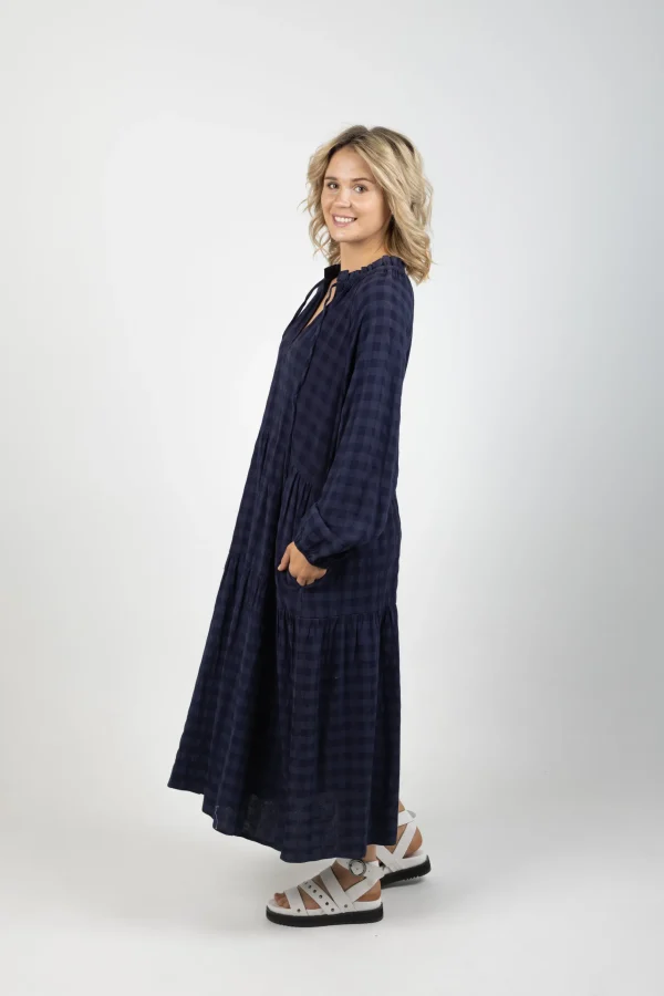 Dresses-THING THING PARADISE DRESS NAVY CHECK