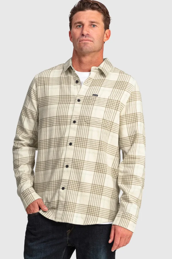 Shirts-VOLCOM CADEN LONG SLEEVE SHIRT - DIRTY WHITE