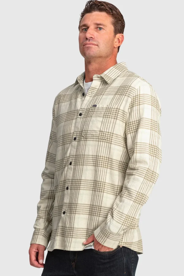 Shirts-VOLCOM CADEN LONG SLEEVE SHIRT - DIRTY WHITE