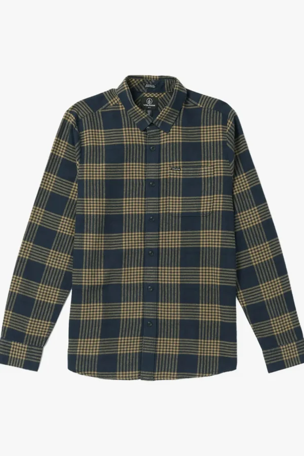 Shirts-VOLCOM CADEN PLAID LS SHIRT NAVY