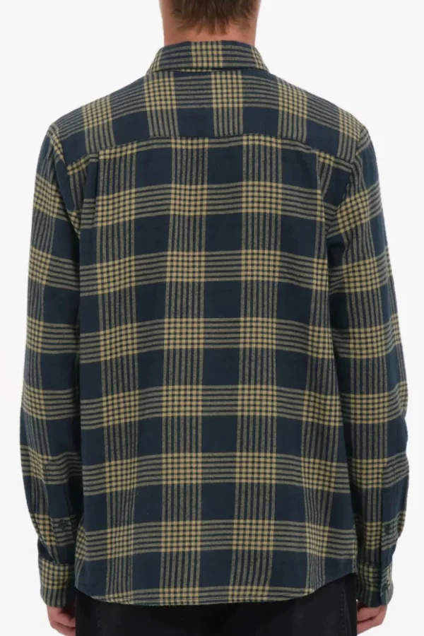 Shirts-VOLCOM CADEN PLAID LS SHIRT NAVY