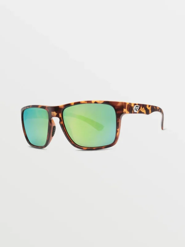 Sunglasses | Sunglasses-VOLCOM EYEWEAR TRICK SUNGLASSES MATTE TORT/GREEN POLAR