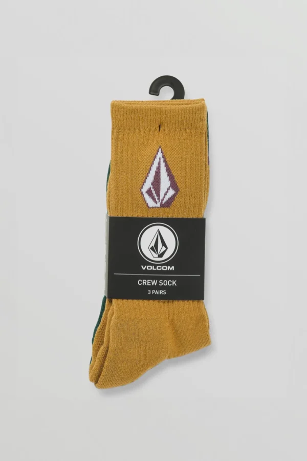 Socks | Socks-VOLCOM FULL STONE CREW SOCKS 3PK - RGR