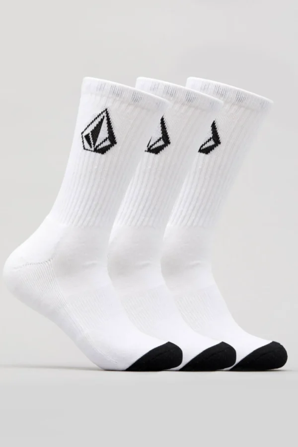 Socks | Socks-VOLCOM FULL STONE CREW SOCKS 3PK WHITE
