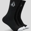 Socks | Socks-VOLCOM FULL STONE CREW SOCKS 3PK BLACK