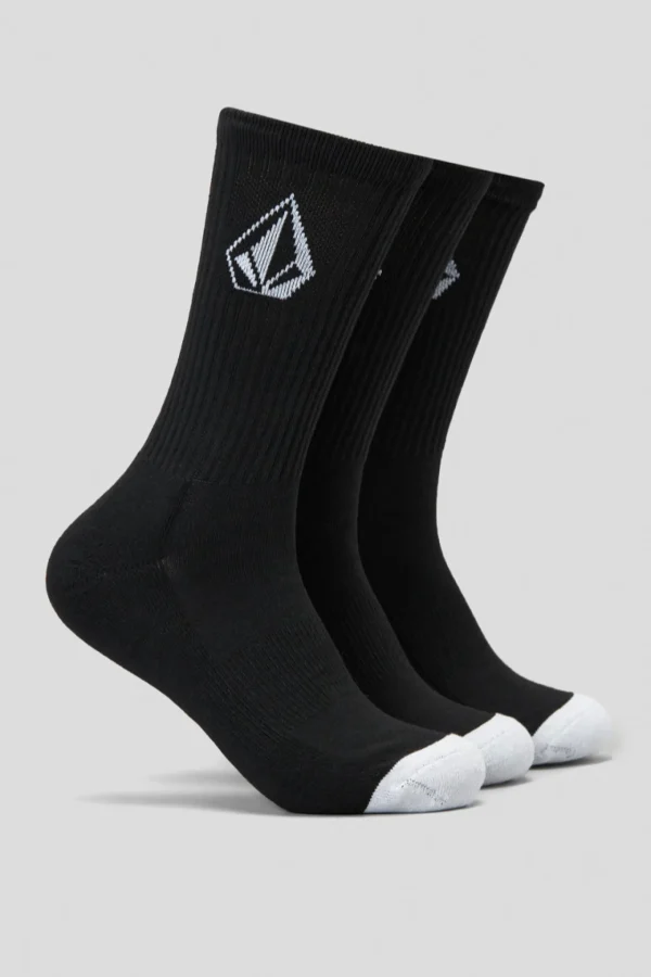 Socks | Socks-VOLCOM FULL STONE CREW SOCKS 3PK BLACK
