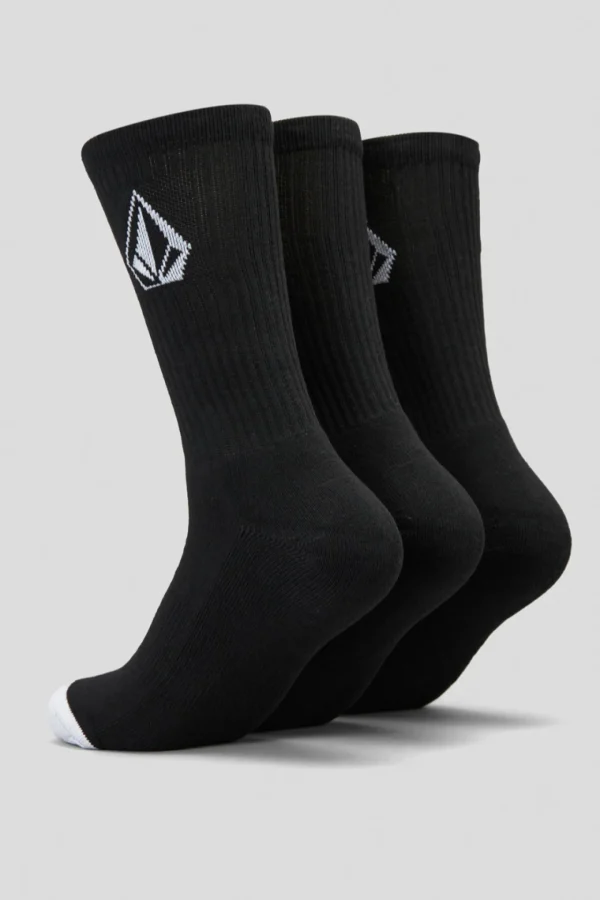 Socks | Socks-VOLCOM FULL STONE CREW SOCKS 3PK BLACK