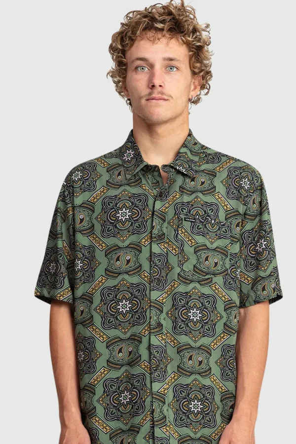 Shirts-VOLCOM GAZER SHORT SLEEVE SHIRT - AGAVE