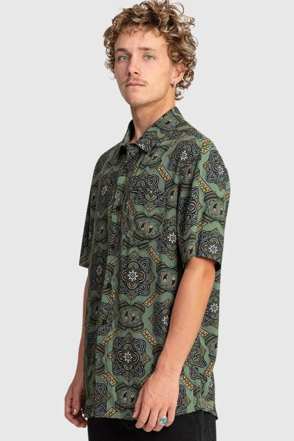 Shirts-VOLCOM GAZER SHORT SLEEVE SHIRT - AGAVE