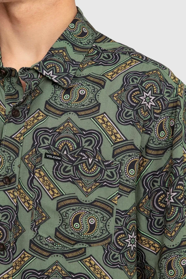 Shirts-VOLCOM GAZER SHORT SLEEVE SHIRT - AGAVE
