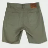 Shorts-VOLCOM MODOWN CANVAS 5 POCKET SHORT ARMY GREEN COMBO