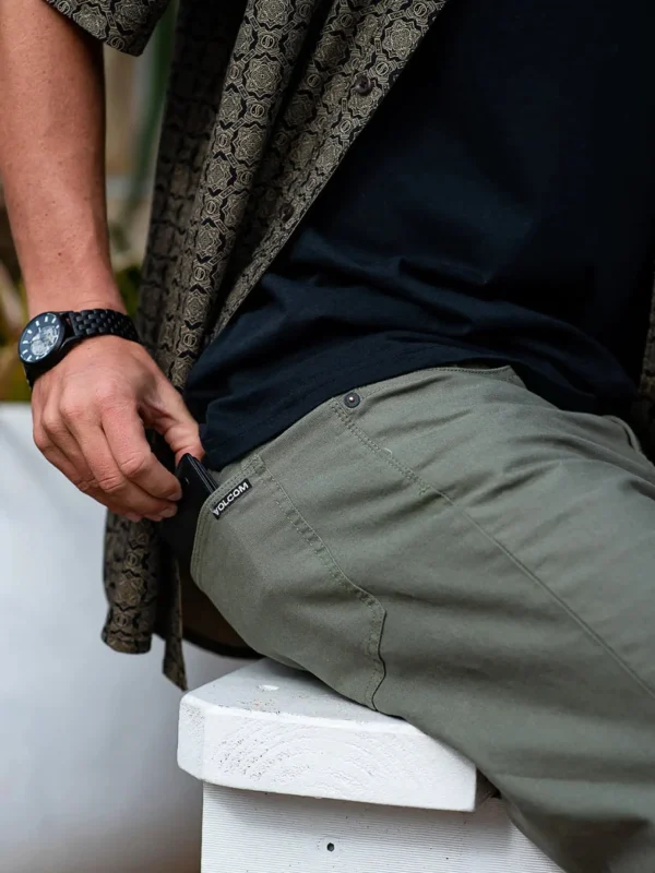 Shorts-VOLCOM MODOWN CANVAS 5 POCKET SHORT ARMY GREEN COMBO