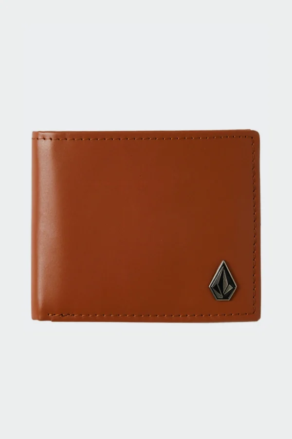Bags & Wallets-VOLCOM SINGLE STONE LEATHER WALLET - TAN