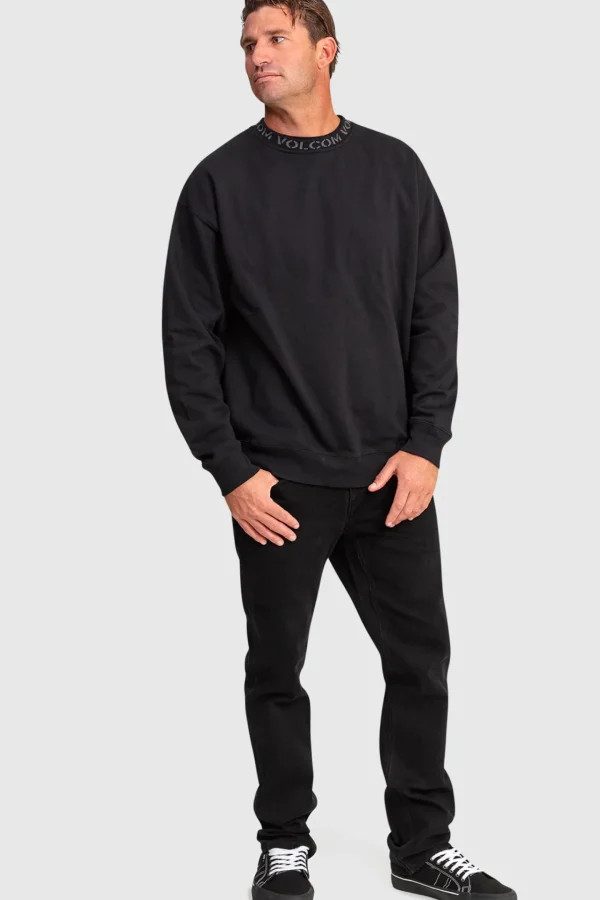 Sweaters & Knitwear-VOLCOM SKATE VITAL CREW PULLOVER FLEECE - BLACK