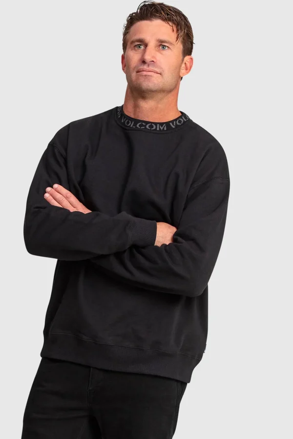 Sweaters & Knitwear-VOLCOM SKATE VITAL CREW PULLOVER FLEECE - BLACK