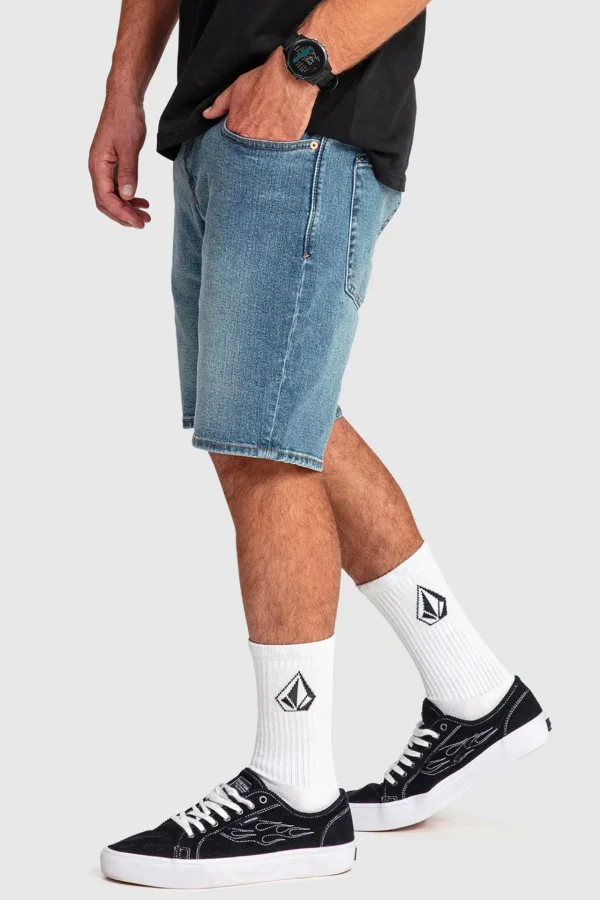 Shorts-VOLCOM SOLVER DENIM SHORTS 19 - OLD TOWN INDIGO