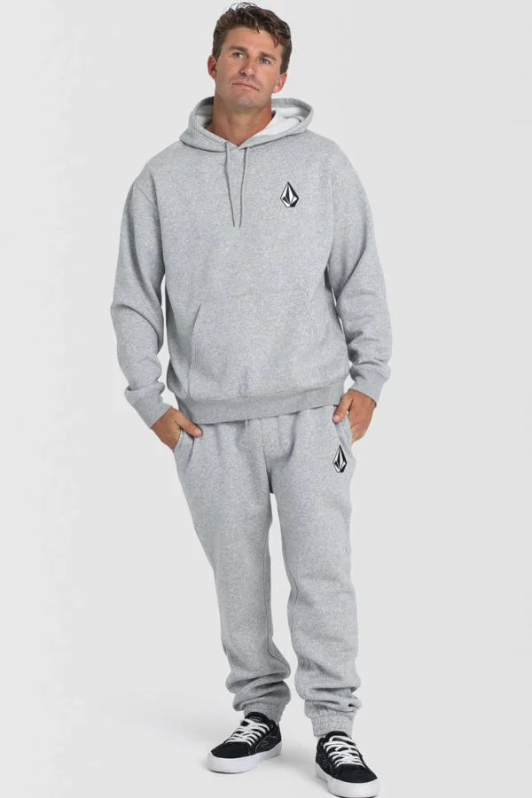 Pants-VOLCOM VOLOGO FLEECE TRACK PANT HEATHER GREY