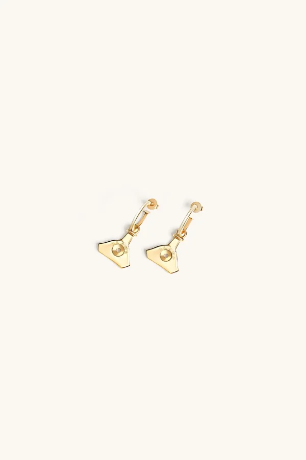 18Kt Gold Plated | Jewellery-BLANK SPACE. WHISTLE HOOP EARRINGS 18KT GOLD